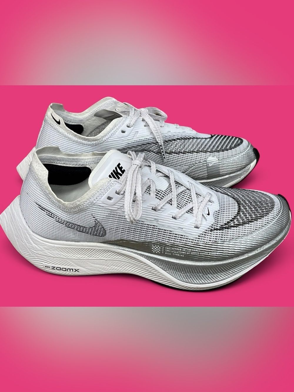 Nike ZoomX Vaporfly NEXT%2 Running Shoes Tennis Sneakers White Silver | W 9.5 - Picture 2 of 6